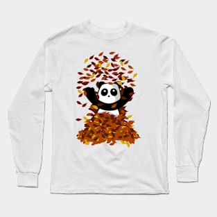 Happy Autumn Panda Long Sleeve T-Shirt